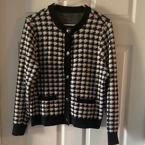 LOFT Black and White Patterned Cardigan